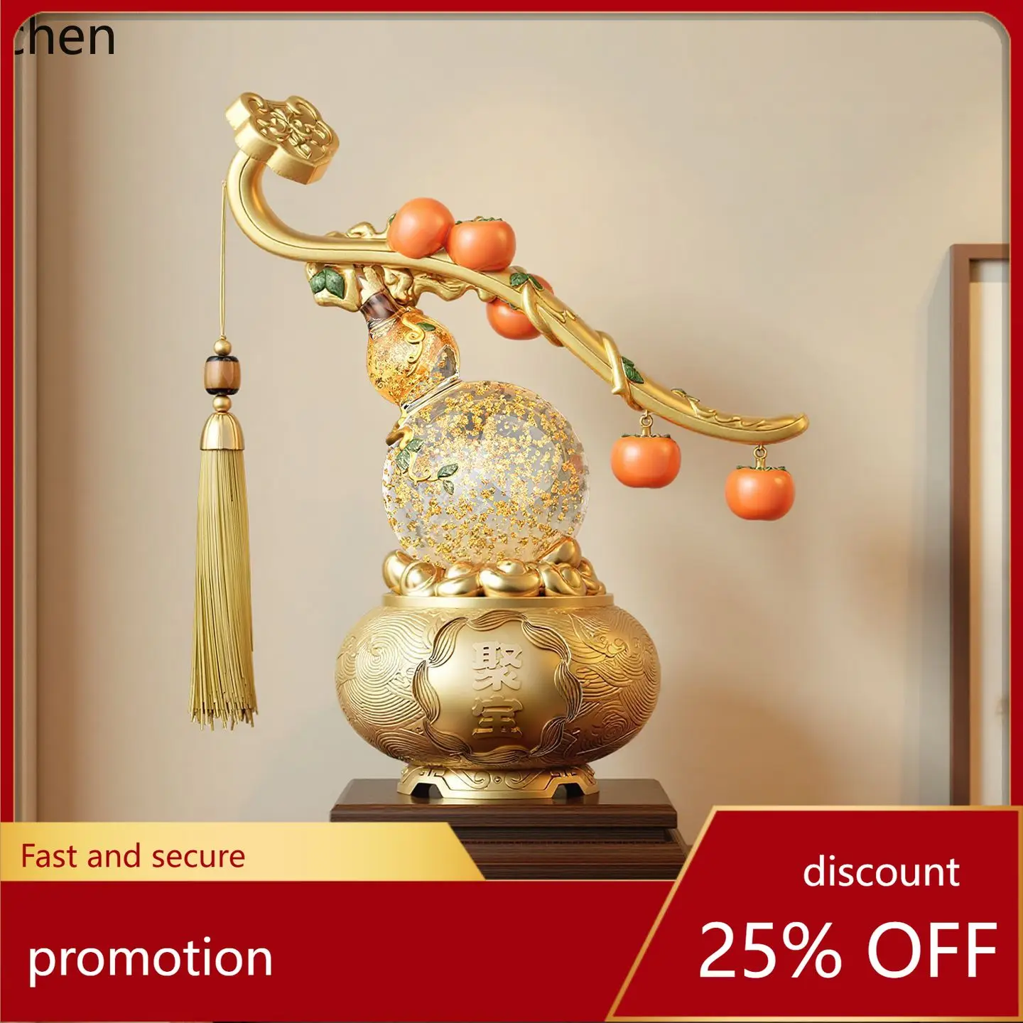 

Zml new chinese style persimmon ruyi crystal gourd ornament - living room, entryway, wine cabinet decoration - housewarming gift