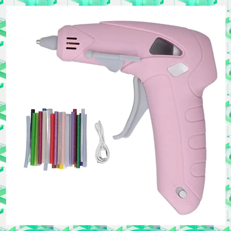 

FIZP Electric Glue Gun Cordless Glue Gun Rechargeable Charging USB Leakproof Fast Heating With 30 Glue Stick For School