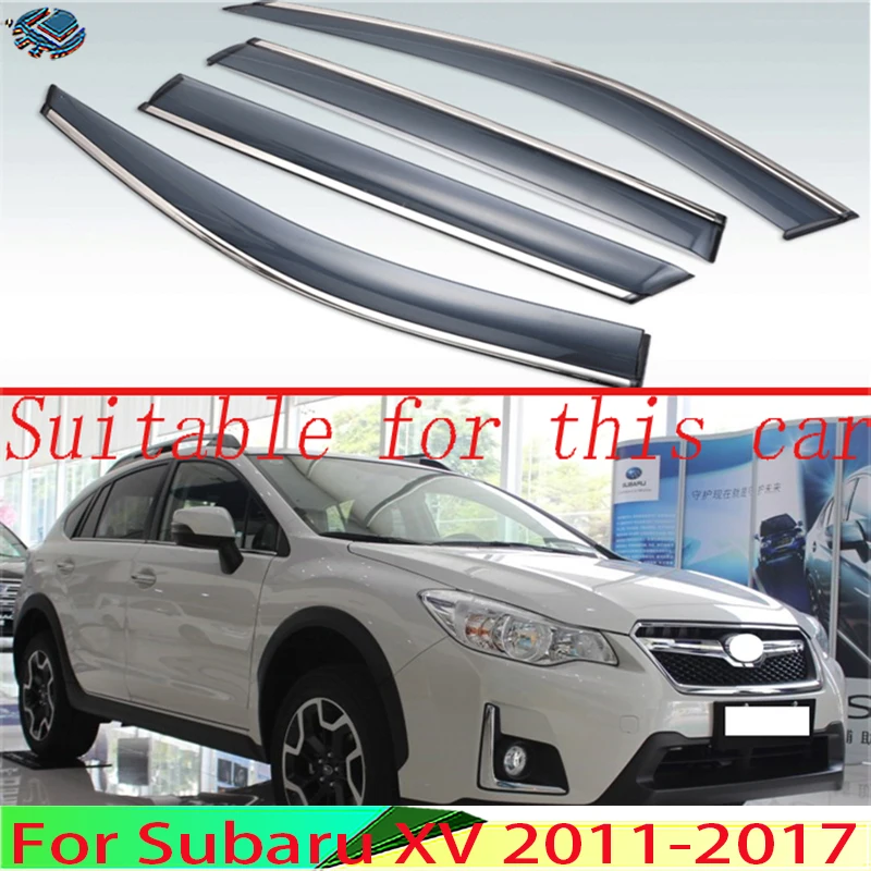 For Subaru XV 2011-2017 Plastic Exterior Visor Vent Shades Window Sun Rain Guard Deflector 4pcs 2012 2013 2014 2015 2016