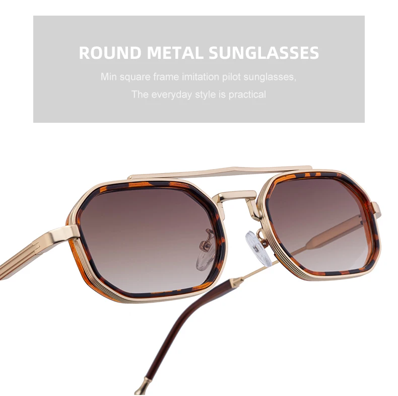 Steampunk Rechteckige Sonnenbrille für Herren 2026 Luxusmarke Retro Punk Sonnenbrillen für Männer Vintage Doppelbalken-Brillen UV400-Schutz – Detail 7