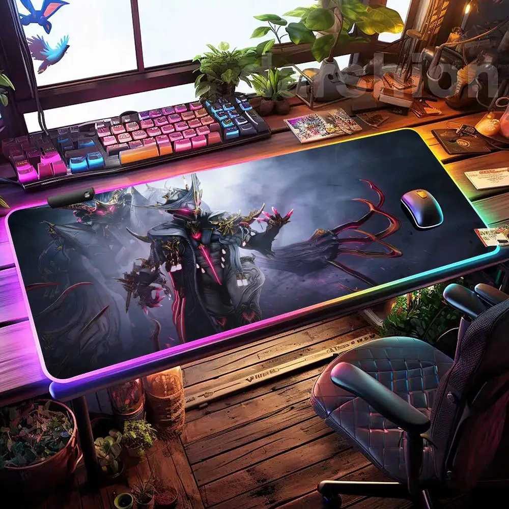 Game Warframe Mouse Pad RGB Gaming Mouse Pad Desk Mat HD Gamer Large LED Light XXL MousePads