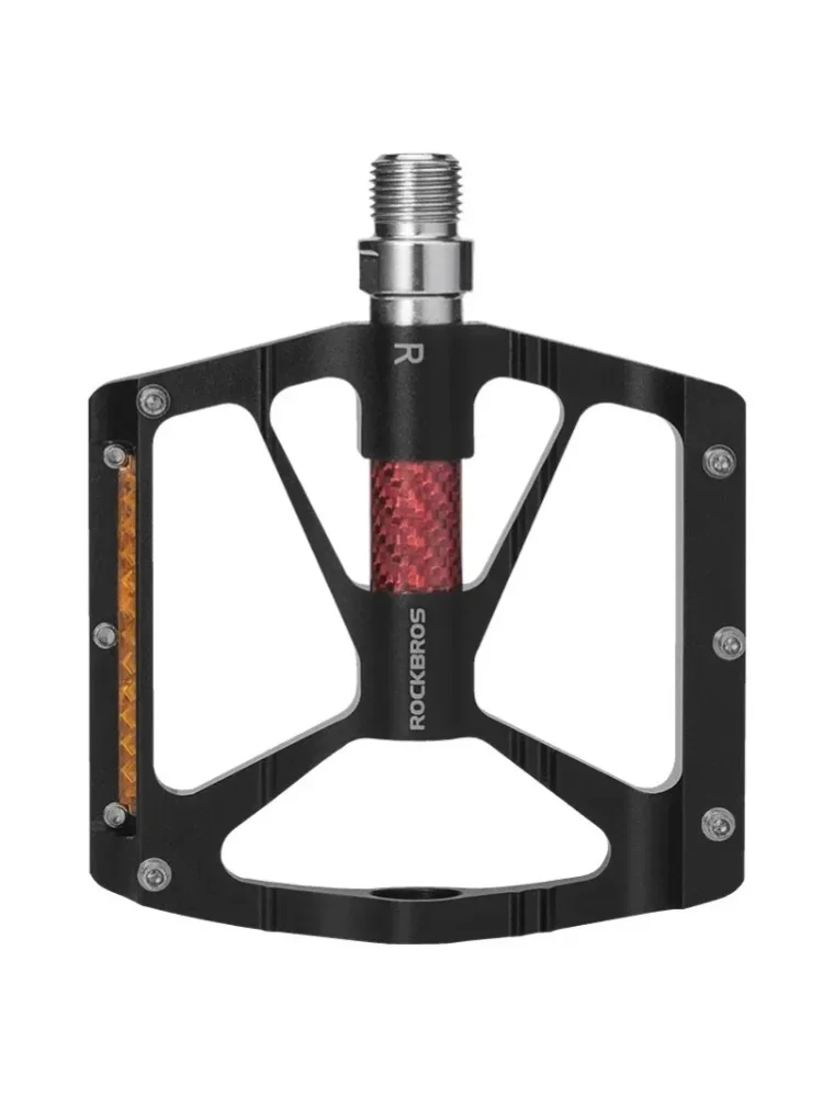 ROCKBROS Fahrradpedale aus Aluminiumlegierung mit Lager, rutschfeste Fußrasten, breiterer Trittflächenbereich mit reflektierenden Pailletten, flache Pedale, MTB-Fahrradzubehör.