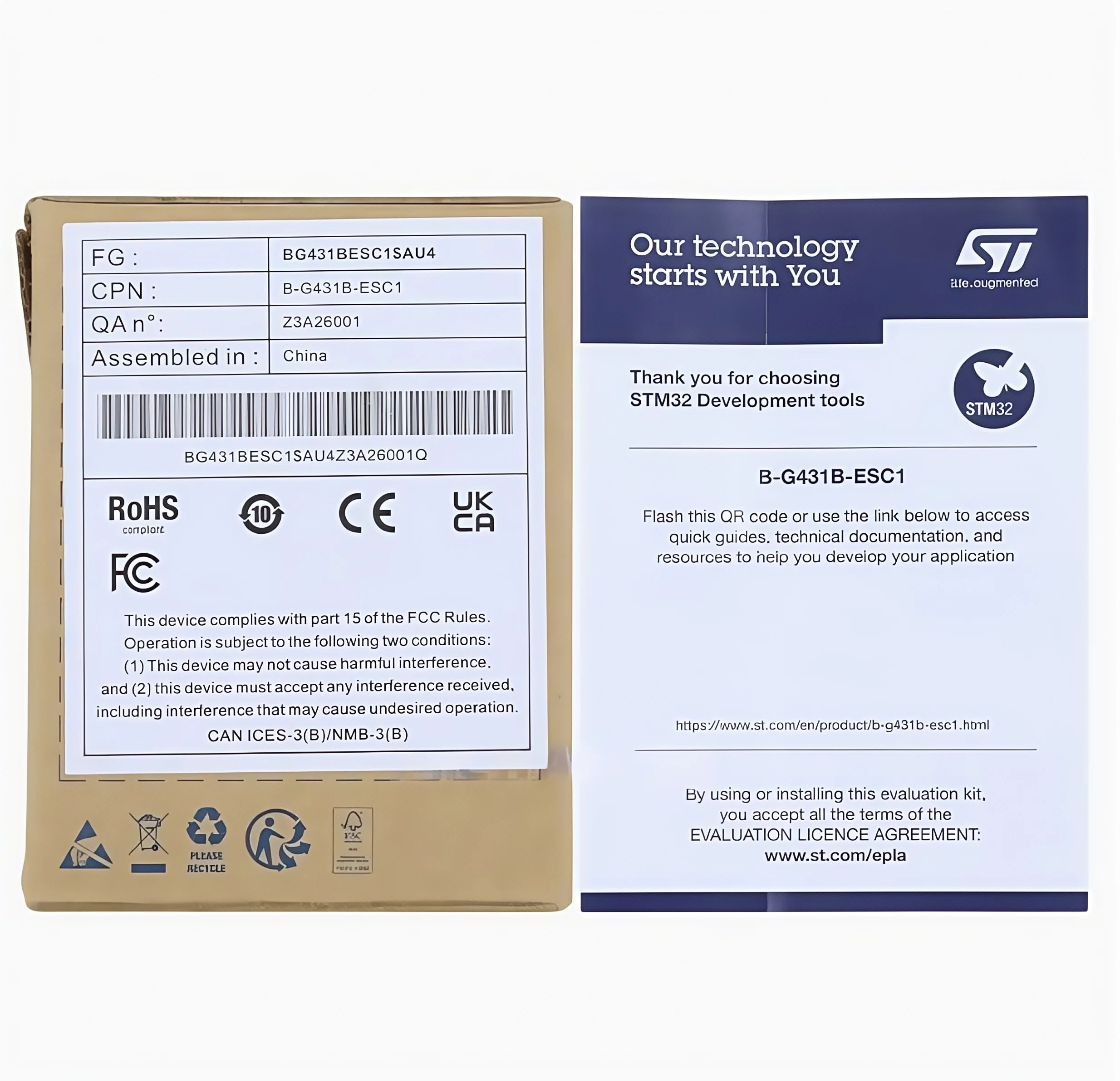 Kit de découverte B-G431B-ESC1 avec carte de développement MCU STM32G431CB L6387