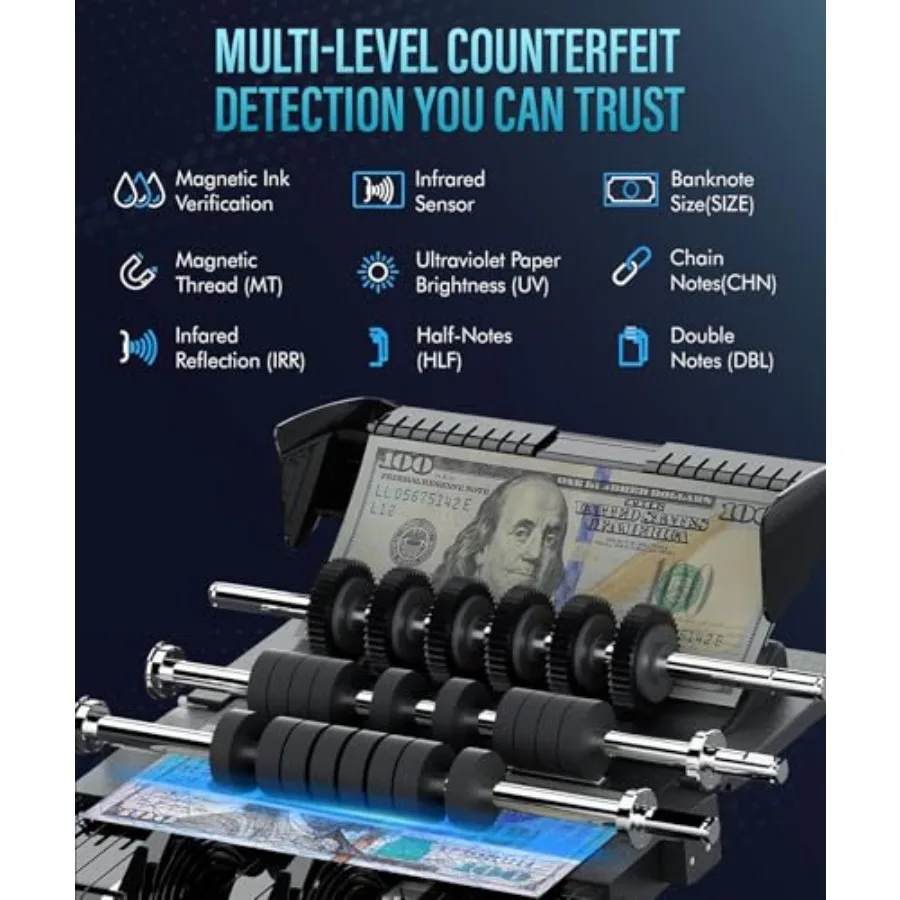 آلة عداد الفواتير عالية السرعة مع كشف الأشعة فوق البنفسجية MG IR DD وشاشة LCD قادرة على معالجة 1000 فولت في الدقيقة عروض الإعلان #3