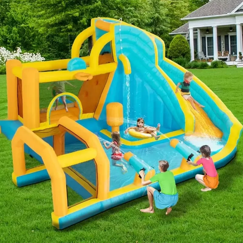 Songfa Inflatable Water Slide Castle Bouncy Slip Playground Water Features Water Park Equipment Commercial Use Portable PVC