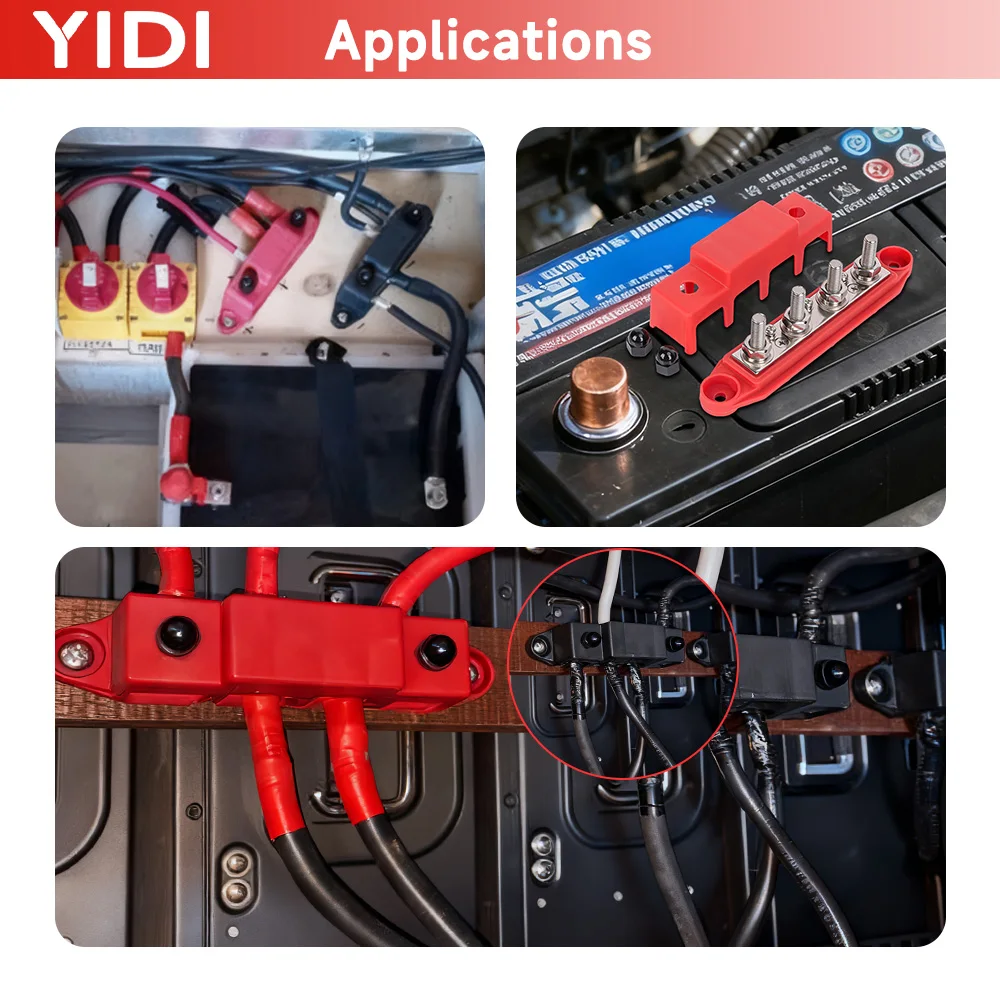 Bus Bar Terminal M8 M10 Battery Power Distribution Block 12V 48V Wire Connector Busbar With Cover for Automobile Boat Truck - view 5