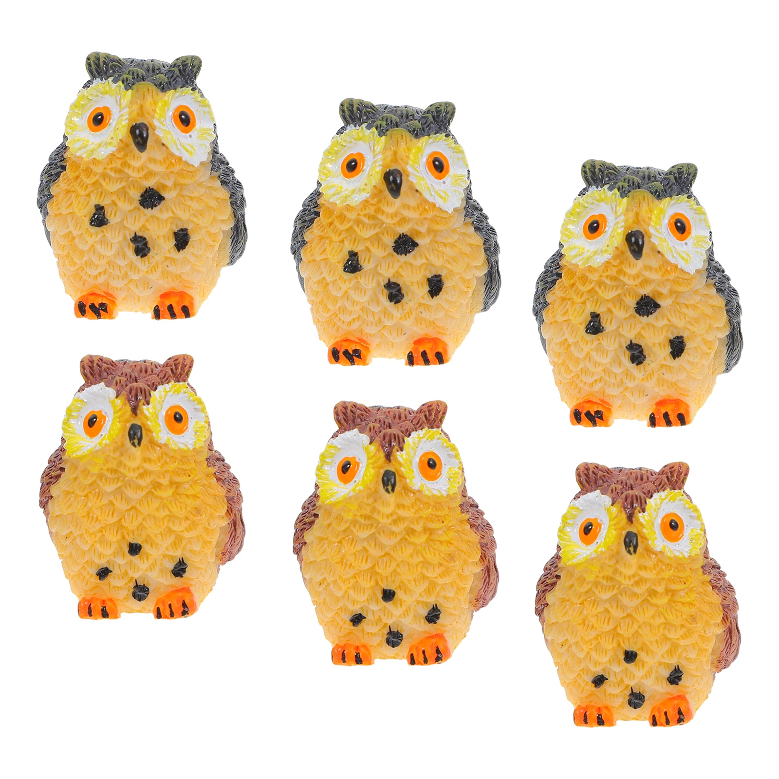 

6pcs Mini Owl Statue naments Resin Micro L Decorations Realistic Animal Figurines Cute Garden Enhancements