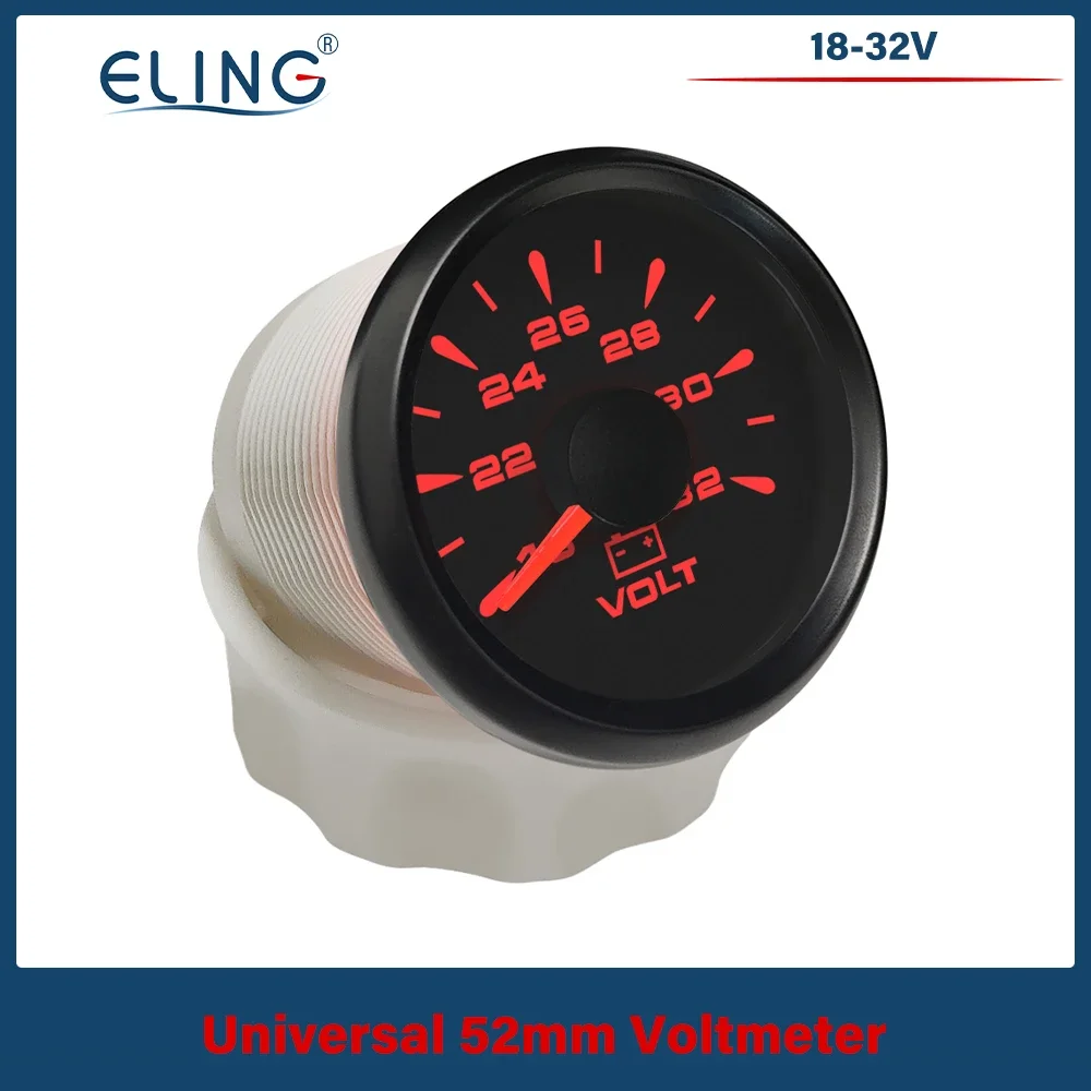 ELING Voltmeter 52mm Volt Gauge Universal Waterproof Meter 12V 24V with 8 Colors Backlights for Boat Automobile Motor Yacht