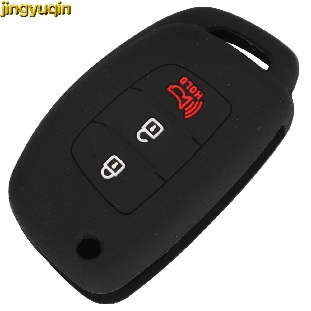 Jingyuqin Silicone Car Key Cover Case For Hyundai Elantra ix25 ix35 ix40 MISTRA Santa Solaris 2+1 Buttons