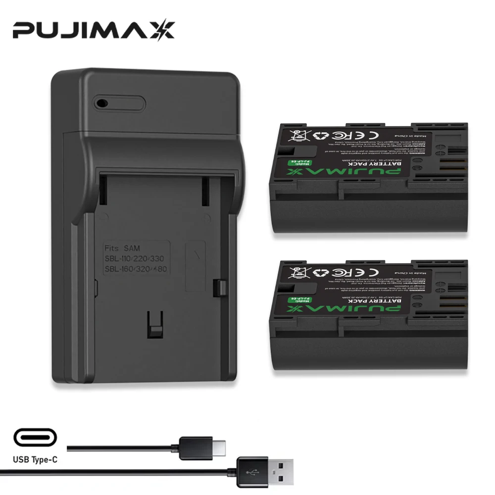 PUJIMAX LP-E6 LPE6 LPE6N LP E6 Battery Charger for Canon EOS 5DS R 5D Mark II III IV 5D2 5D3 5D4 6D 60Da 7D 7D2 70D 80D 90D R5