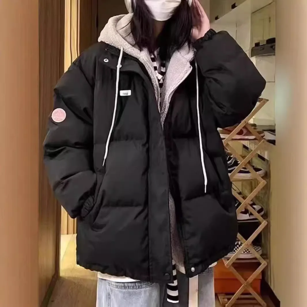 

Winter New Fashion Women's Casual Daily Color-coded Spliced Long Sleeve Hooded Quilted Coat Female American Style Clothes Parkas