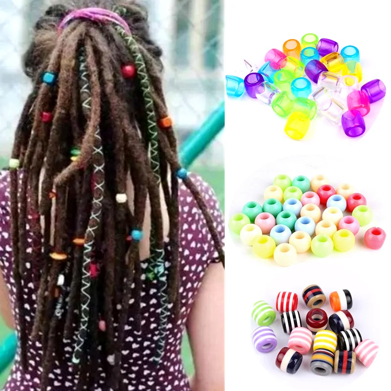 

20pcs Mix Color Dreadlocks Bead Hair Braider Easy To Use Cuffs Rings Hair Pendants Styling Tool Wooden Alloy Braided Hair Beads