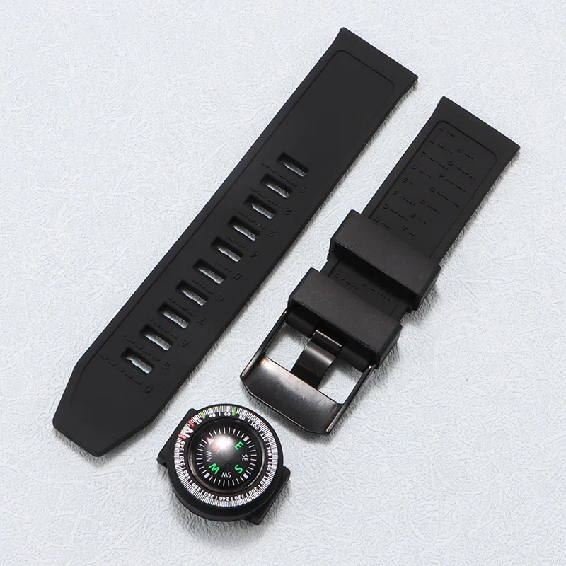 For Luminox 3051.Bo Black Outdoor Safety Durable Waterproof Silicone 8831 8830 3741 3782 23mm 24mm diving strap with Compass