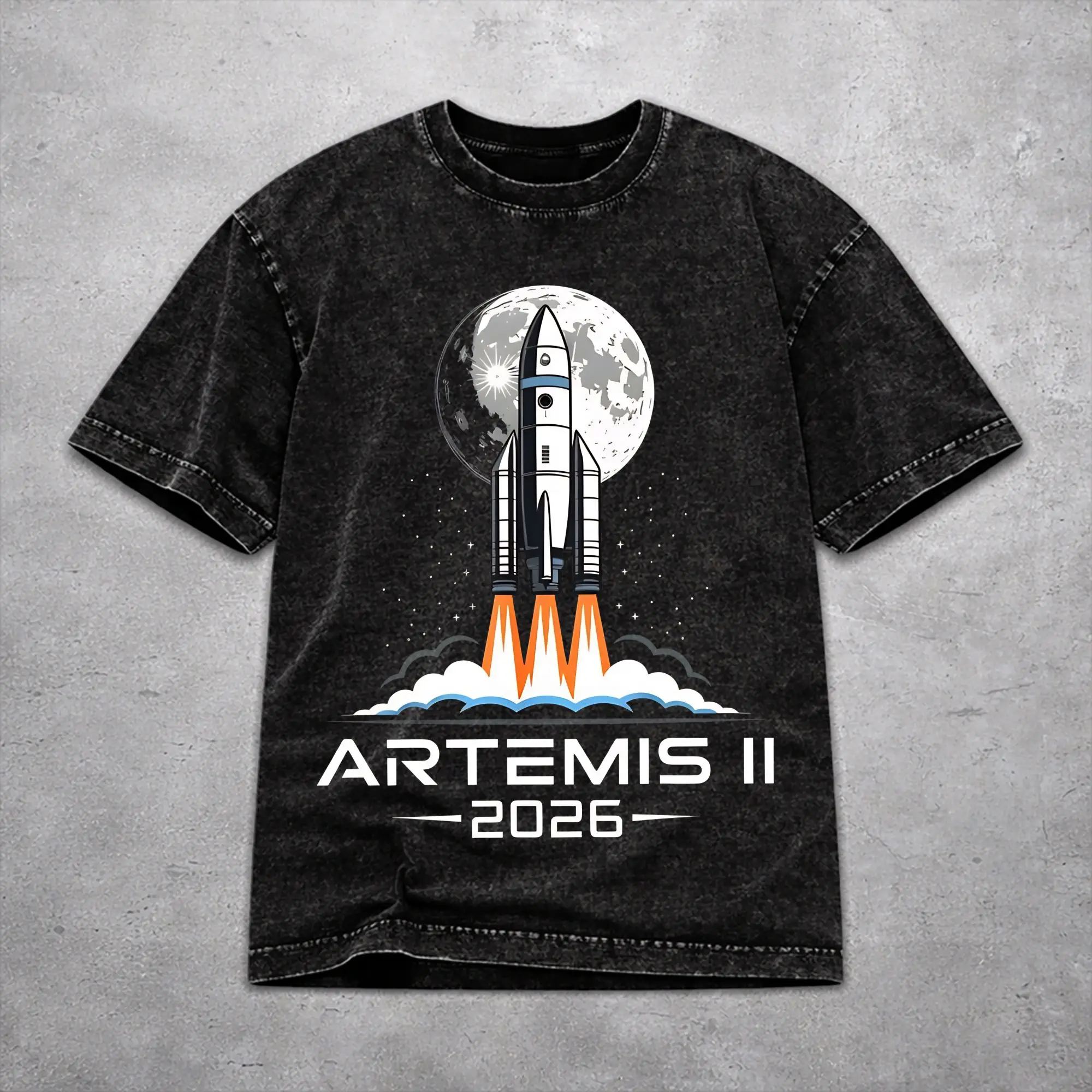 Vintage Men Women Artemis II Mission To The Moon 2026 Artemis 2  Tee Shirt Oversize Washed  T Shirts Clothes