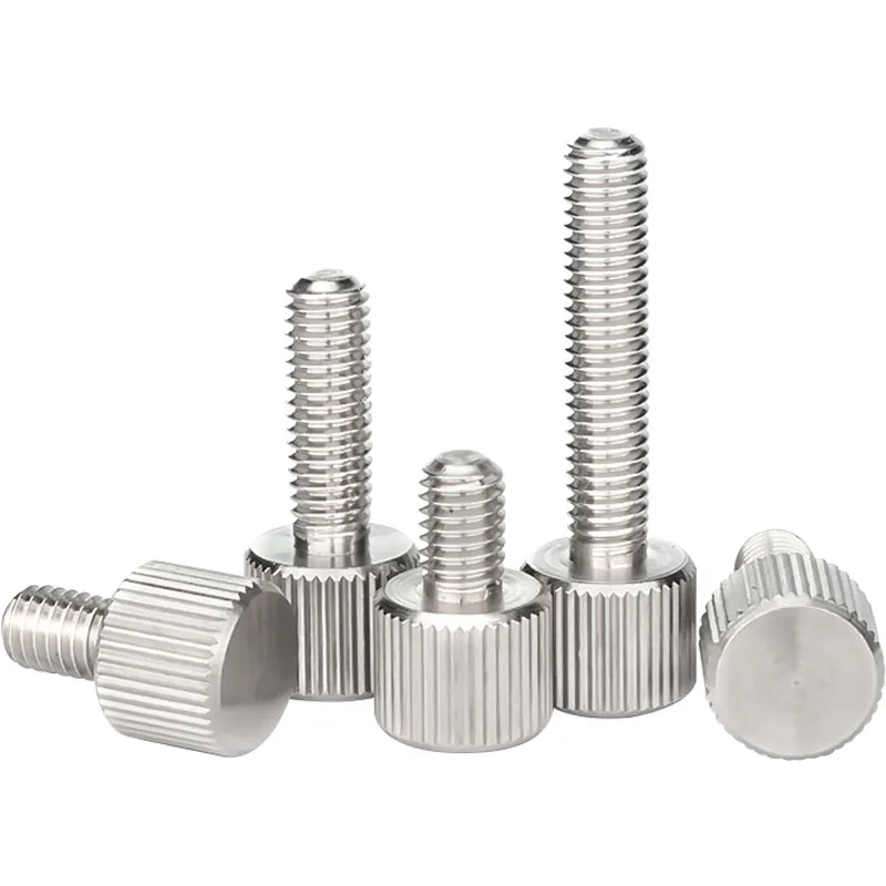 M2 M2.5 M3 M4 M5 M6 304 Stainless Steel Knurled Flat Round Head Hand Tighten Thumb Screw Chassis Thumb Bolt Adjustment Screws