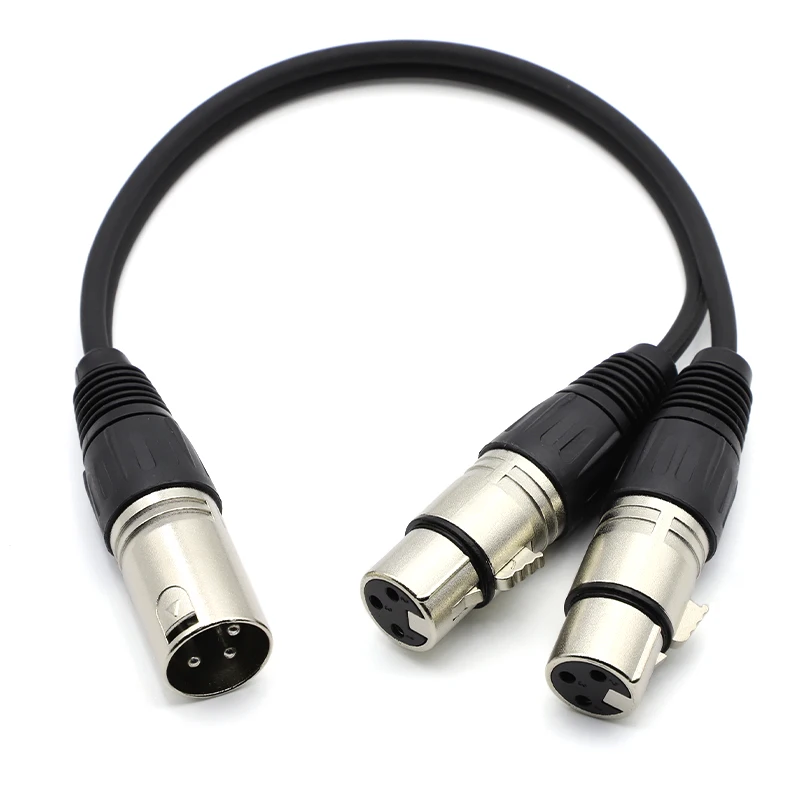 1Pcs XLR Splitter Cable Male to Dual Female Y-Splitter 3Pin Balanced Microphone Line Audio Extension Cable For Microphone