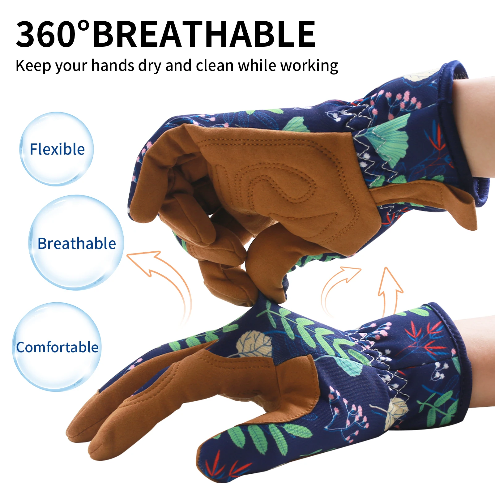 1 Pair Gardening Weeding Working Protective Glove Microfiber Leather Thorn Proof for Digging Planting Pruning Professional Safe