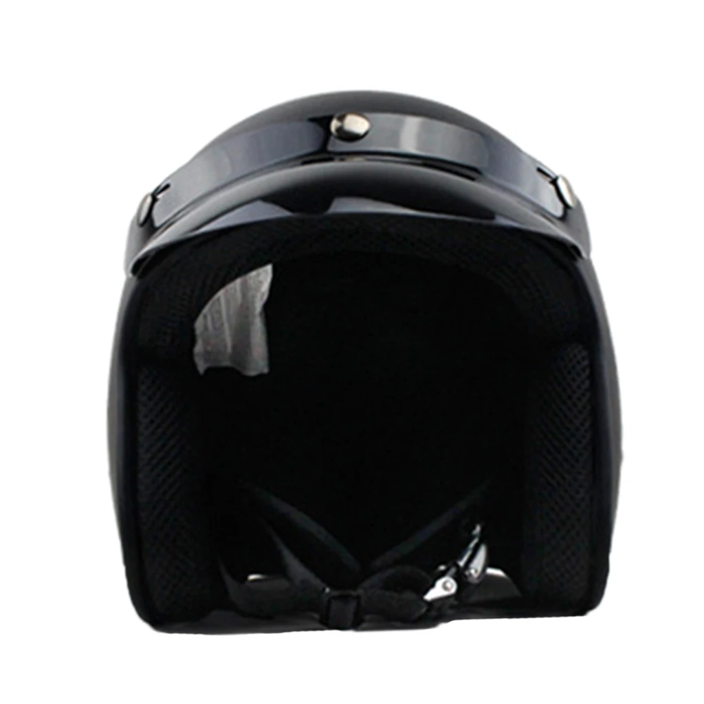 

Glossy Black Retro Motorcycle Universal 3/4 Open Helmet with Visor