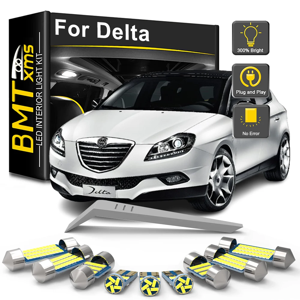 BMTxms 10Pcs Canbus LED Interior Light Bulb Kit For Lancia Delta III 844 2008 2009 2010 2011 2012 2013 2014 Car Lamp Accessories