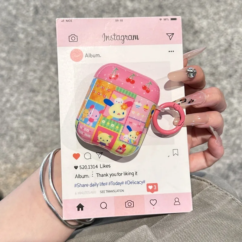 เคสป้องกันหูฟังลายน่ารักลายเชอร์รี่ Usahana เหมาะสำหรับ Airpods 1/2/3/4 เคสหูฟังบลูทูธไร้สาย Pro2 เคสป้องกัน