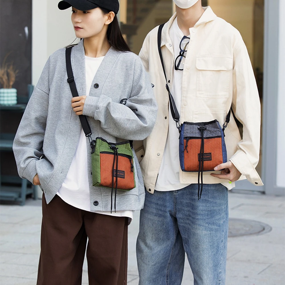 

Multifunctional Crossbody Phone Pouch Sports Color Contrast Nylon Shoulder Bag Handbag Waterproof Patchwork Square Bag Outdoor