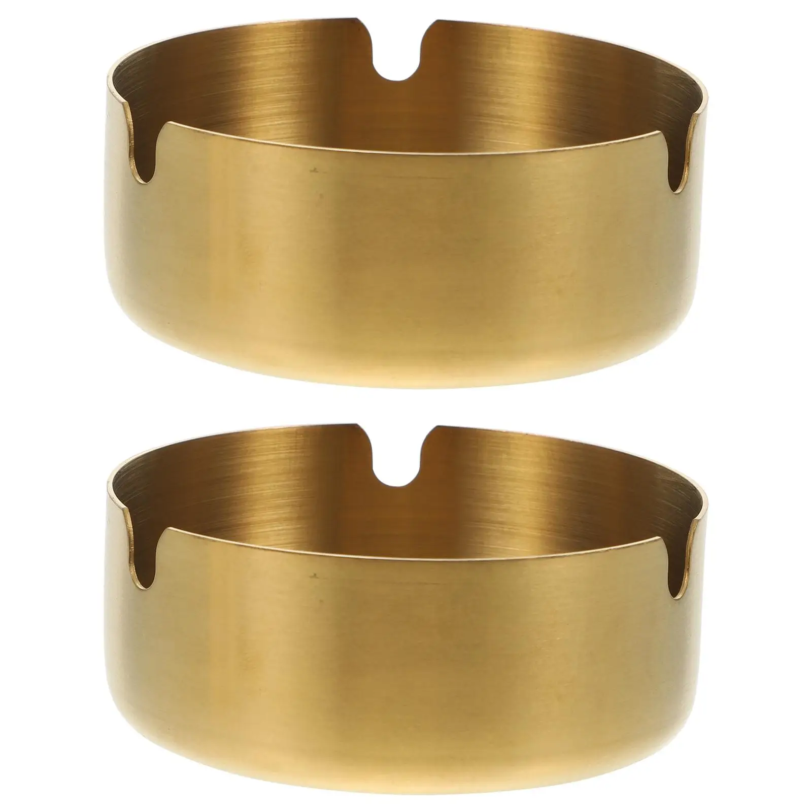 

2pcs Golden Stainless Steel Rounded Cigarette Butt Container Ashtray 8CM Simple Smoke Container Practical Indoor Home