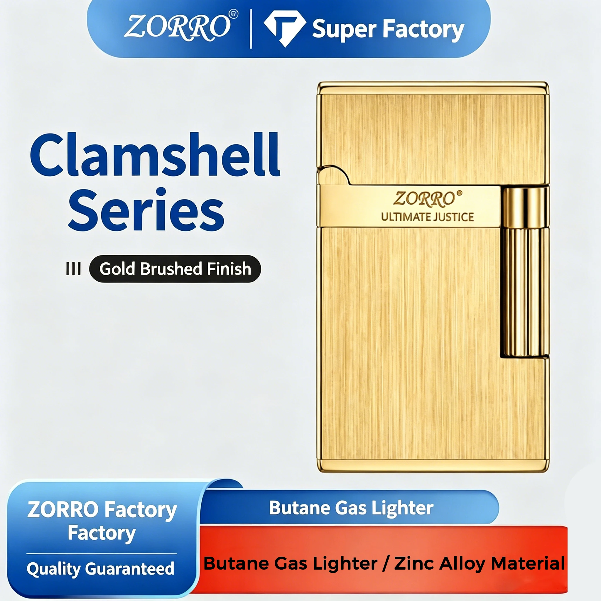 ZORRO Butane Gas Lighter Refillable Open Flame Metal Loud Piano Sound Flip-Top Flint Wheel Lighter Outdoor Camping Gift Men