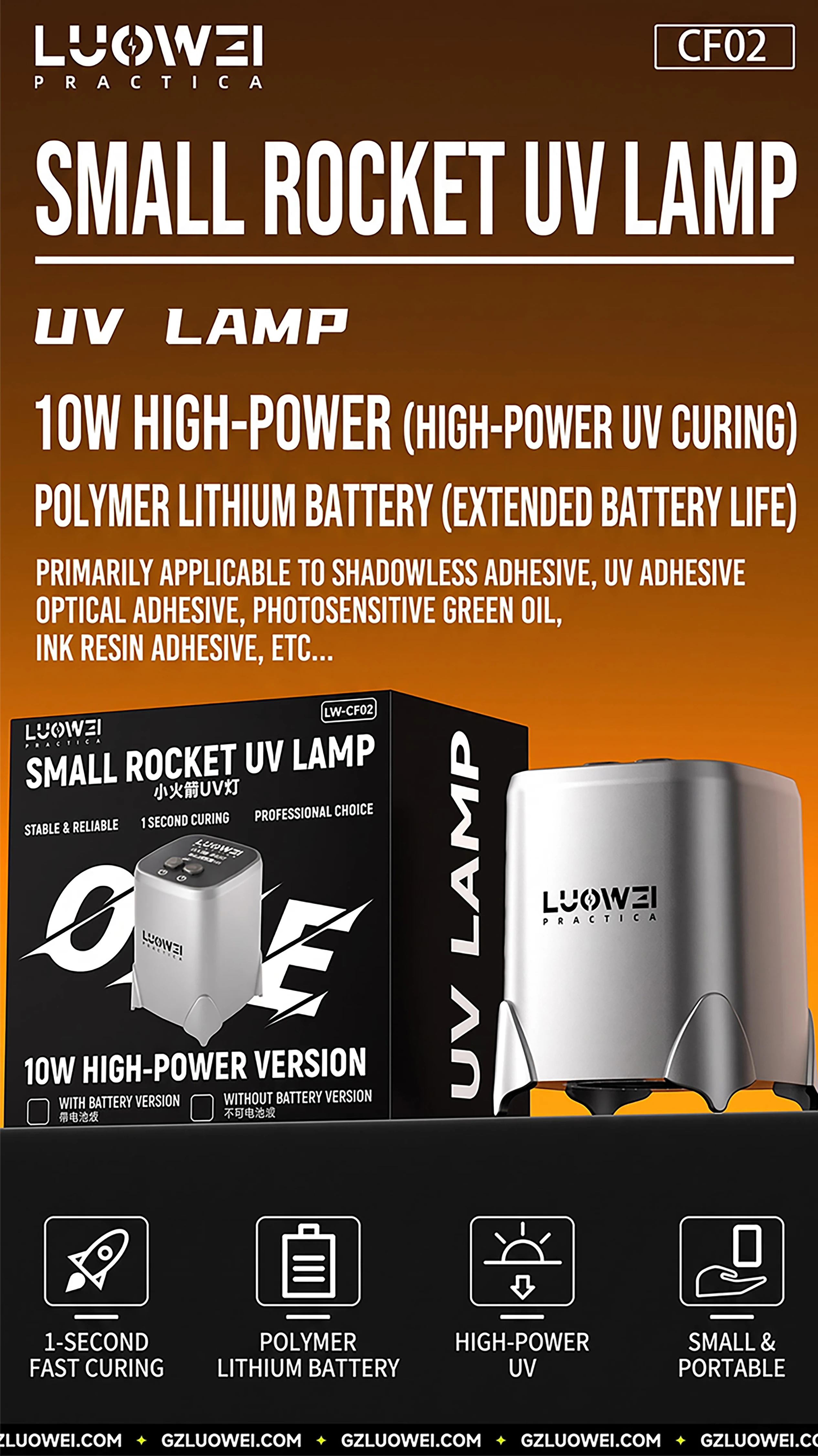 LUOWEI UV Curing Lamp—for the rapid curing of green solder mask ink and adhesives during mobile phone motherboard repair.