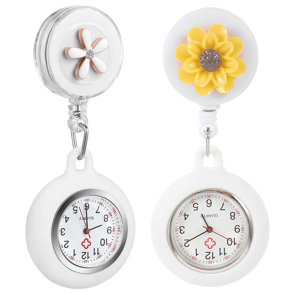 

2Pcs Nurse Pocket Watches Retractable Clip on Fob Watch for Women Nurses Accessories Work Durable Nurses Watches for Women
