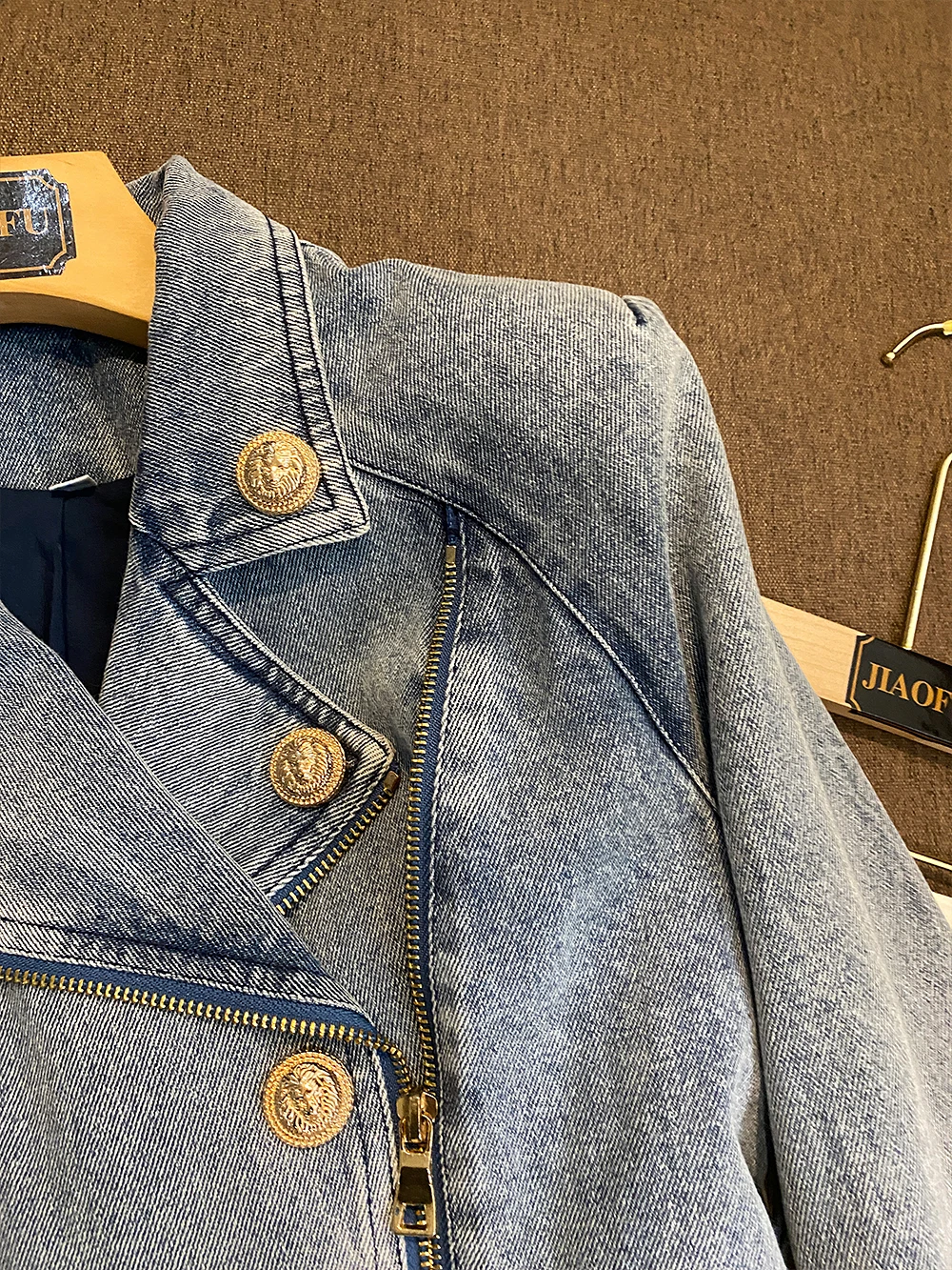 Giacca di jeans Casual da donna a maniche lunghe con intaglio a maniche lunghe High Street di pregevole fattura con cintura