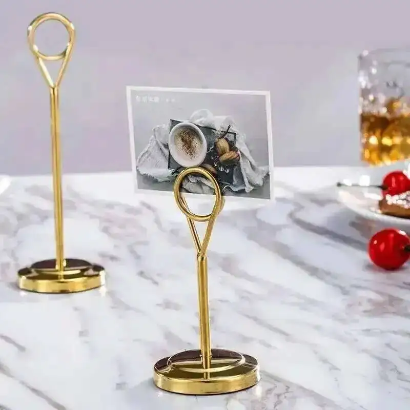 2pcs Stainless Steel Table Number Holder Place Card Holder Table Picture Holder Wire Photo Holder Clip Menu Memo Note Stand