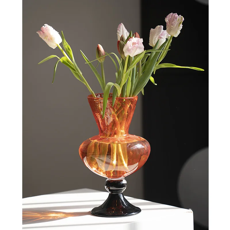 

French medieval vase high-end ornament hydroponic flower arrangement living room dining table decoration rose tulip flower