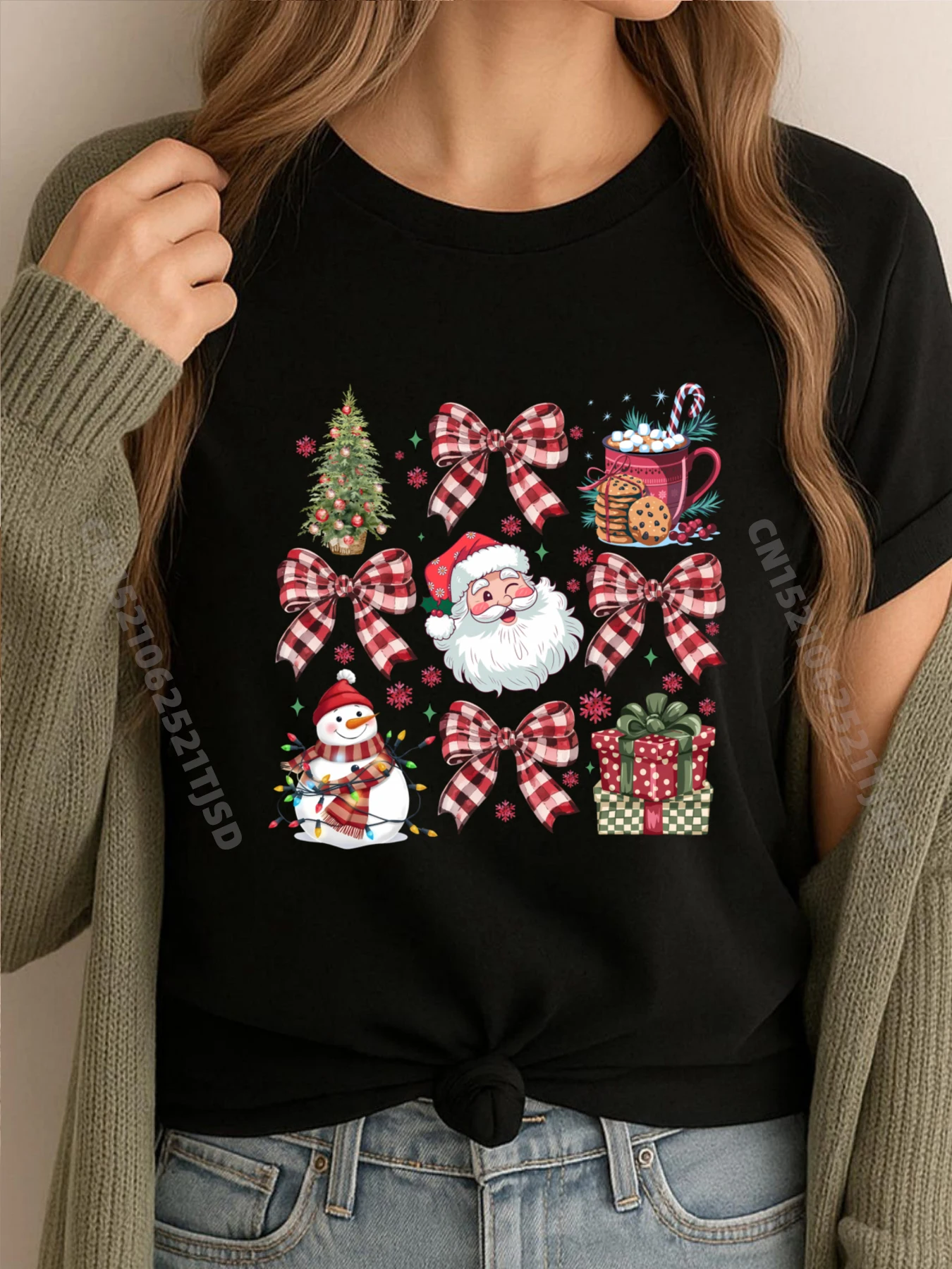 

Retro Santa Claus Coquette Bow Pink Christmas Girls Anime T Shirts Men's T-Shirts Vaporwave