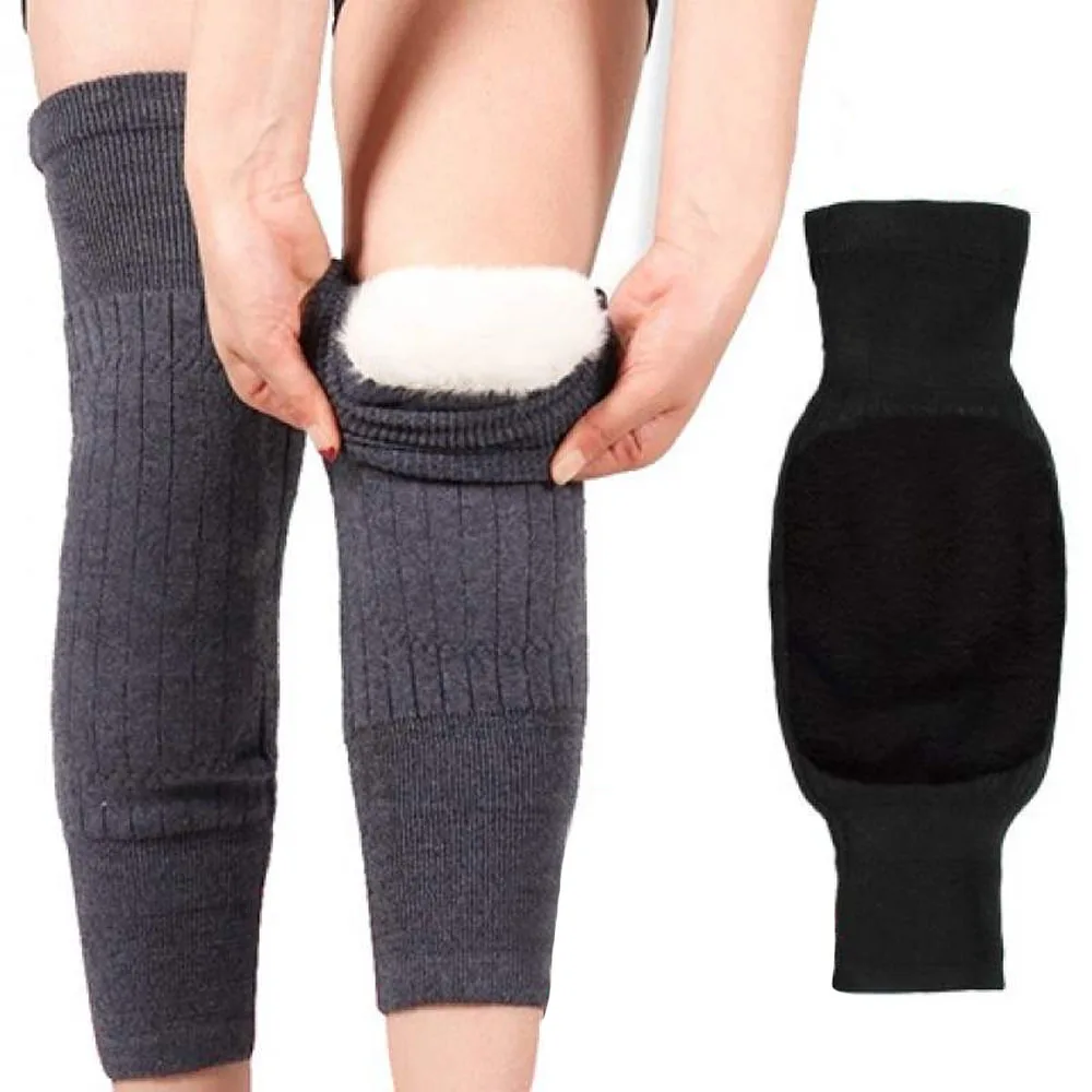 1 Paar Kasjmier Kniebeschermers Warmer Voor Mannen Vrouwen Dubbele Dikke Wol Bescherming Knie Winter Cadeau Wind En Koude Kniebeschermer