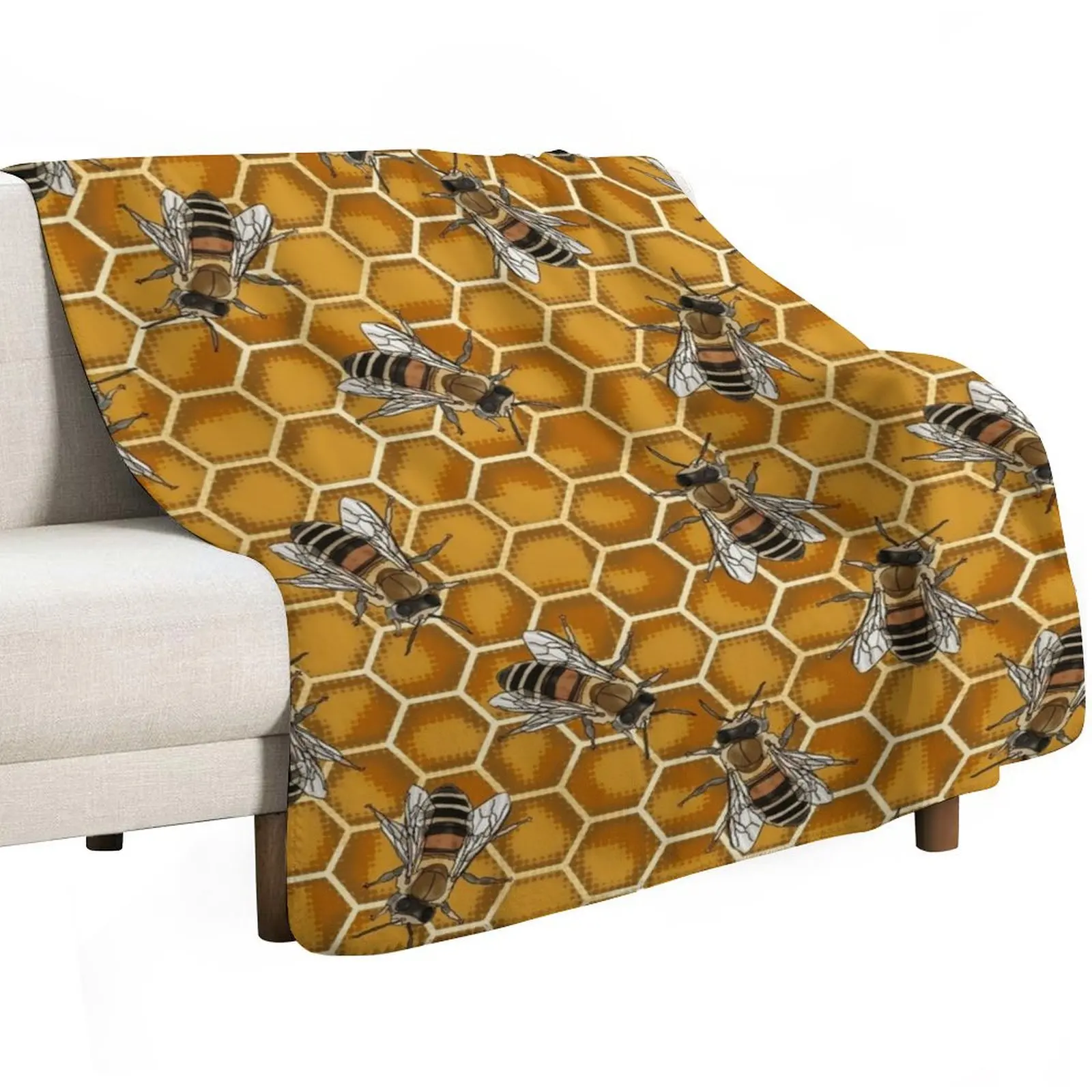 Busy Bees at the Honeycomb Beehive Throw Blanket sofa bed Soft Plaid heavy to sleep funny gift Decoratives wednesday Blankets