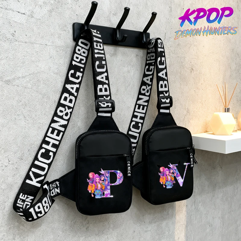 

KPop Demon Hunters Сумка на плечо Rumi Mira Zoey Аниме A-Z Сумки на груди с буквами Мультяшная модная сумка через плечо большой вместимости Сумка