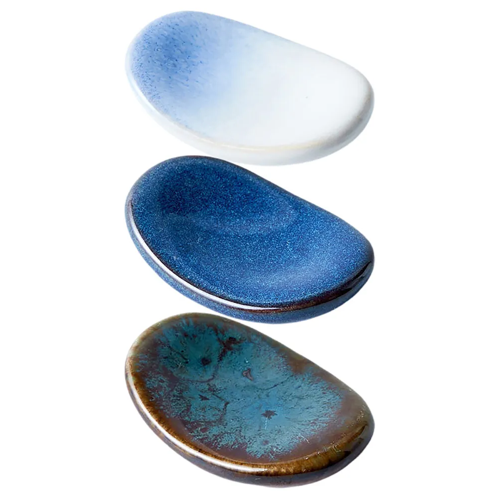 3Pcs Ceramic Spoon Rest Heat Resistant Kitchen Counter Utensil Holder Stove Top Cooking Spoon Stand Kitchen Counter Accessories