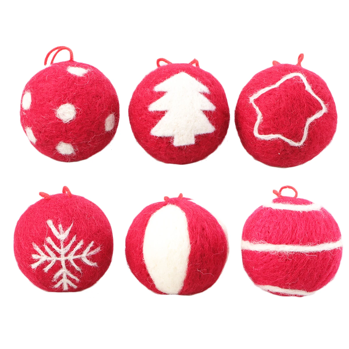 

6 Pcs Wool Ball Pendant Indoor Christmas Decoration Balls Hanging Tree Knit Decorations