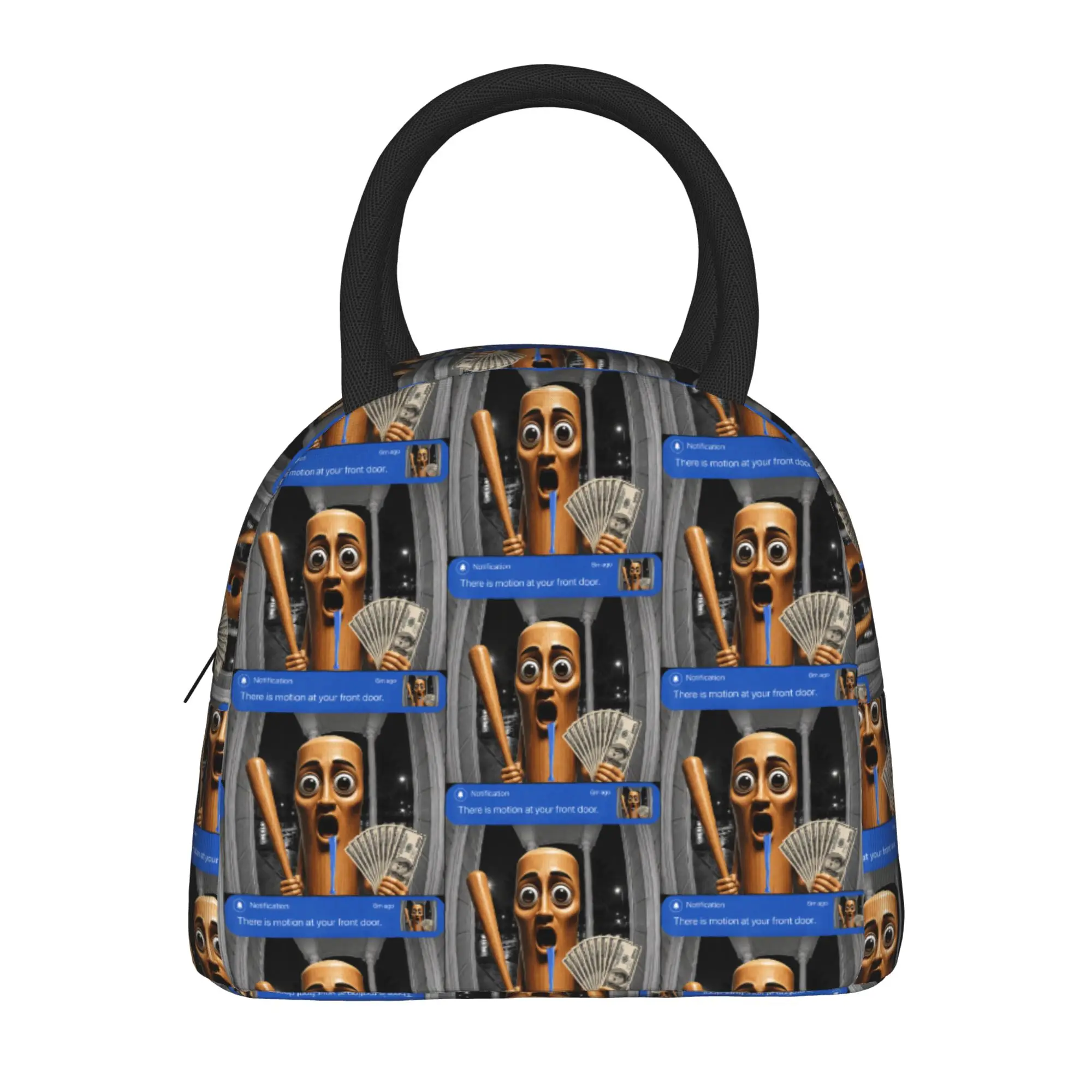 There is Motion at Your Front Tung Sahur Drooling Money Lunch Bag  Print Lunch Box Leisure Cooler Bag Portable Tote Food Bags