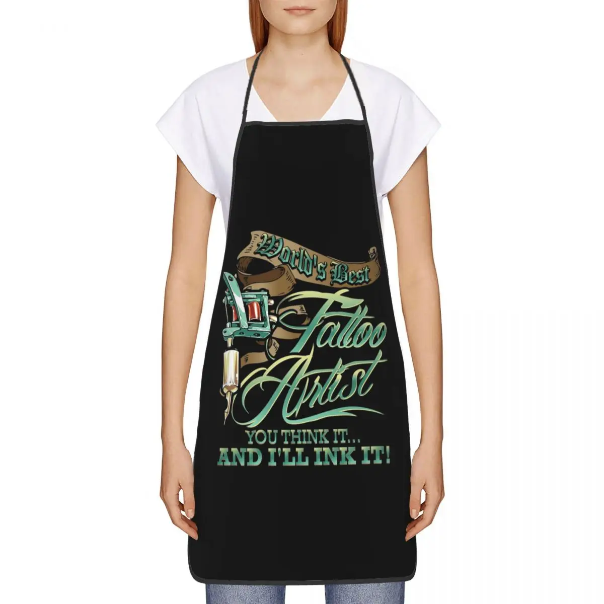 Unisex World\'s Best Tattoo Artist Apron Kitchen Chef Cooking Baking Bib Men Women Tattooists Tablier Cuisine for Painting