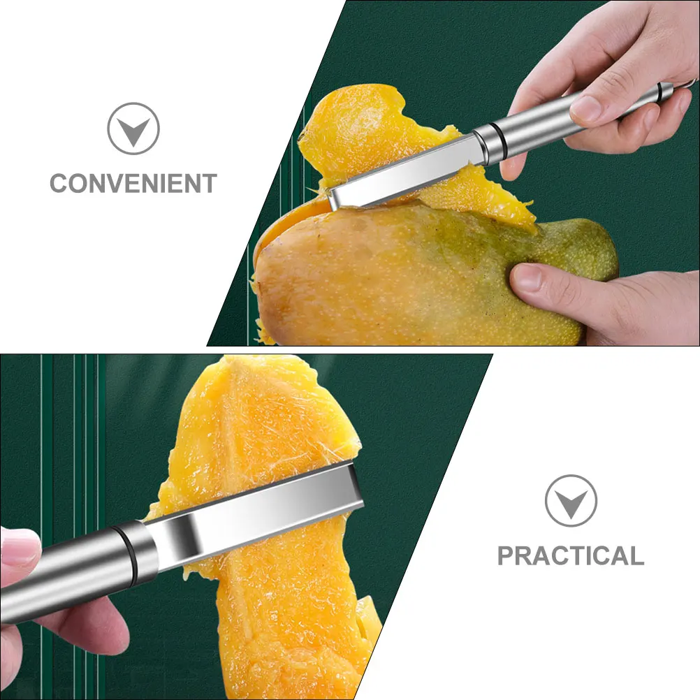 

Stainless Steel Mango Corer Fruit Core Remover Metal Slicer Kitchen Gadget Silver Tool for Easy Peeling Practical Use Safe