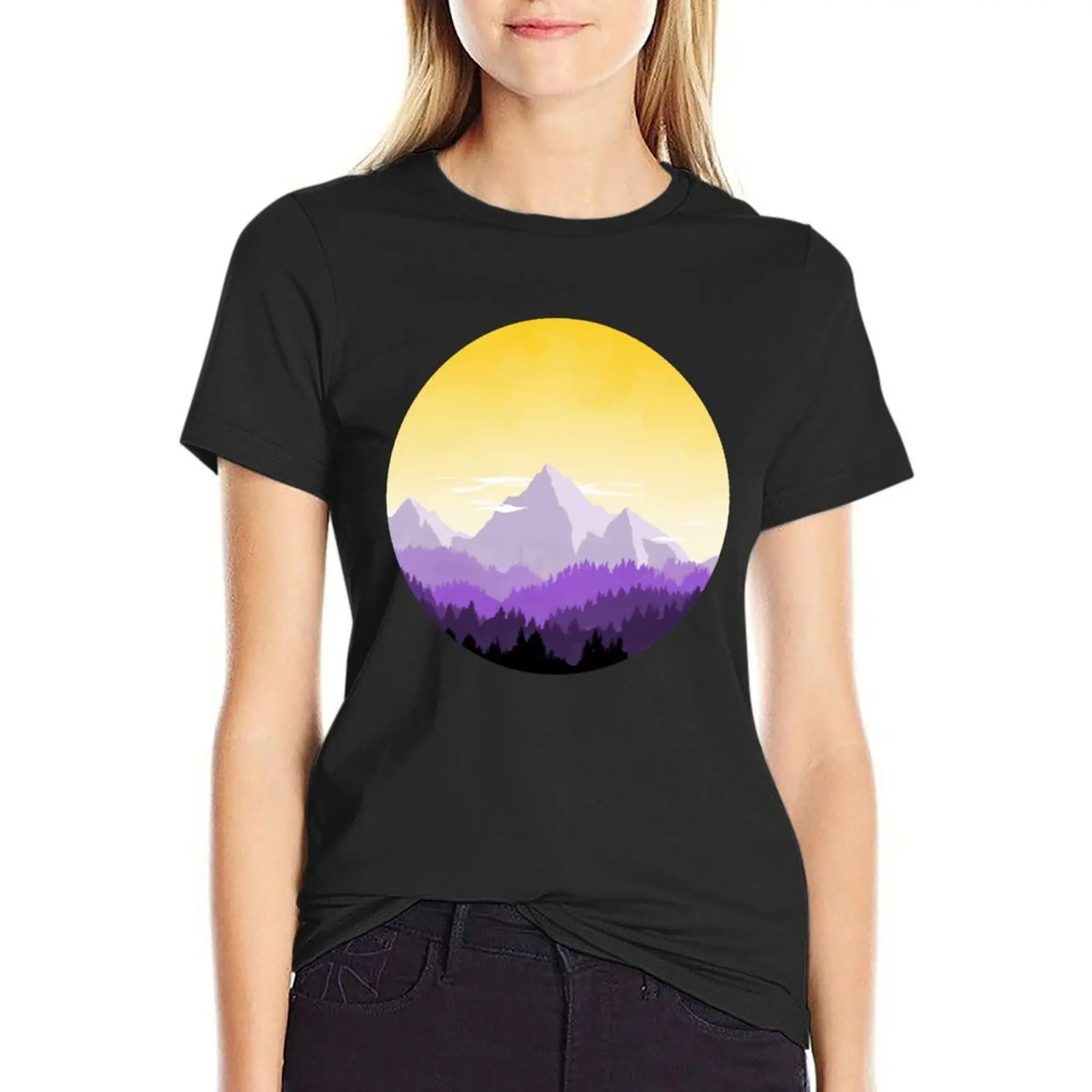 

Enby Range Circle (Subtle Non-Binary Flag Landscape) T-Shirt oversized sublime tight shirts for Women