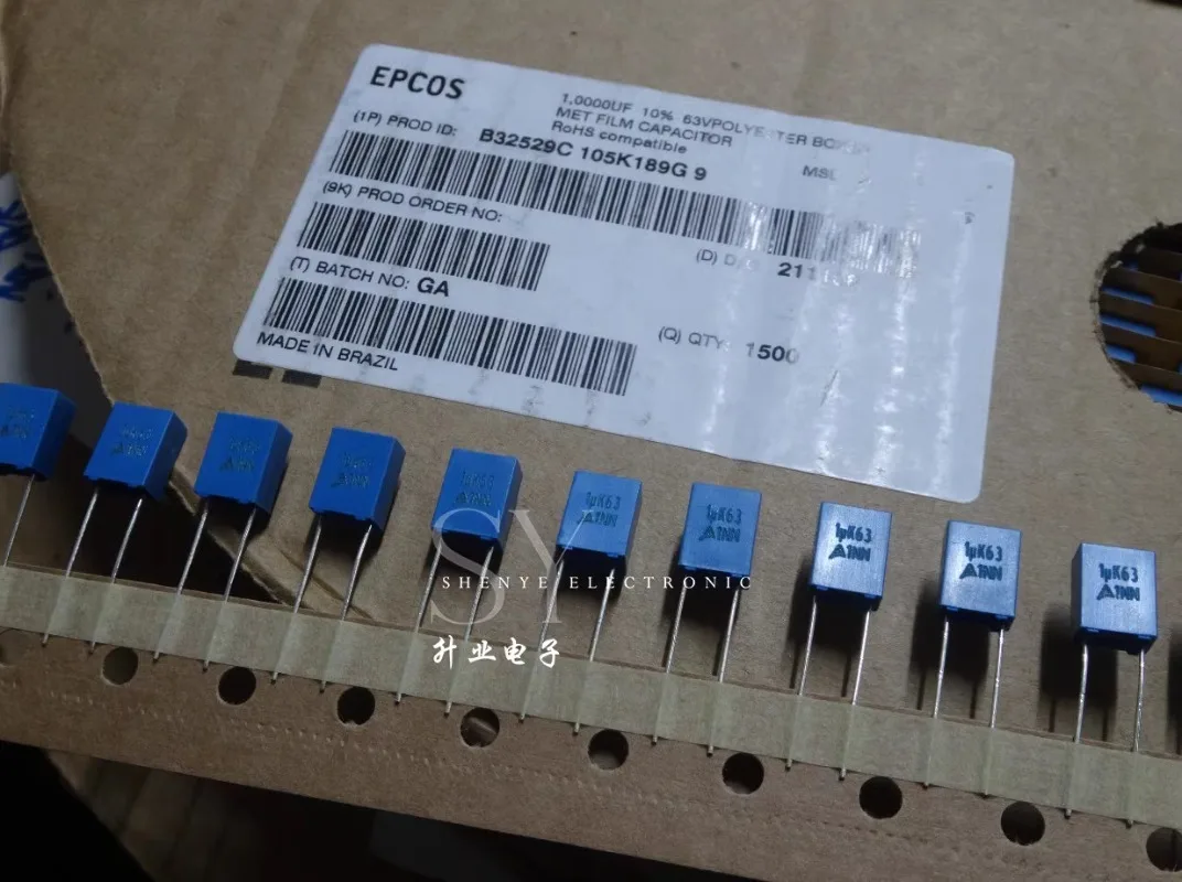 10PCS EPCOS 1.0uf/63v 1uf 1u0 105 New thin film capacitor B32529C105K18