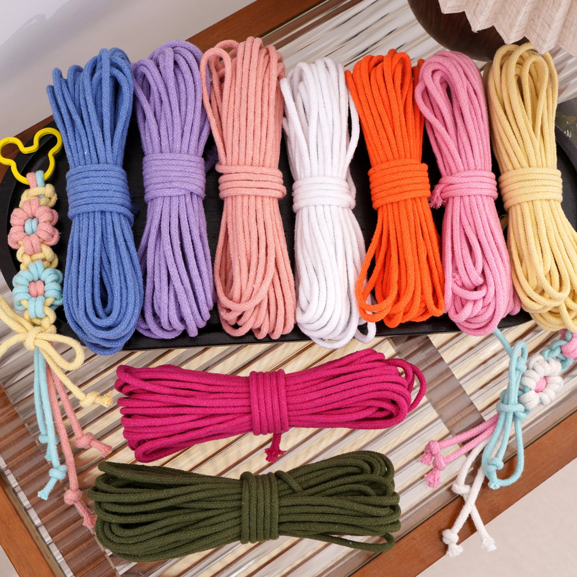 

4mm 10m/Bag Multi Colored Woven Rope Cord DIY Craft For Keychain DecorationHandmade Accessories Home Decor Applications