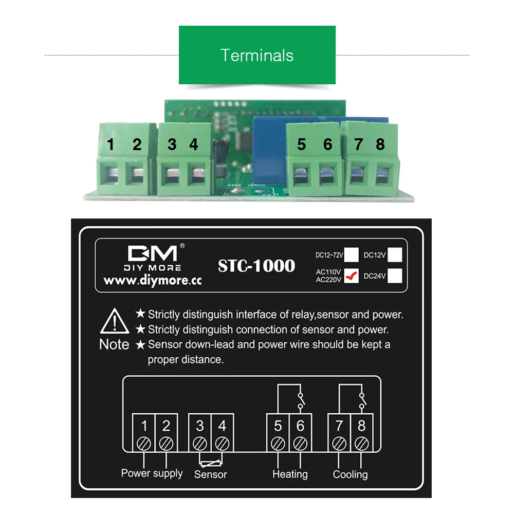 STC 1000 LED Digital Thermostat for Incubator Temperature Controller Thermoregulator Relay Heating Cooling DC 12V 24V 110-220V