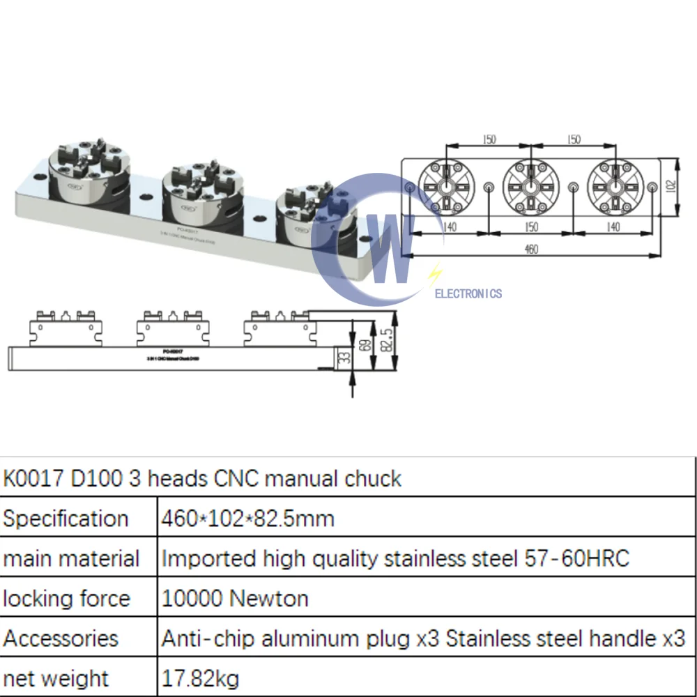 

Achieve Precision Copper Male Electrode Processing with CNC 3Head Pneumatic/4Head Manual D100 Chuck for EDM ER/3R Spark Machines