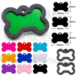 20Pcs Customization Pet ID Tag Silent Black Bone Shape Rubber Pendant Anti-lost Jewelry Charm Accessories