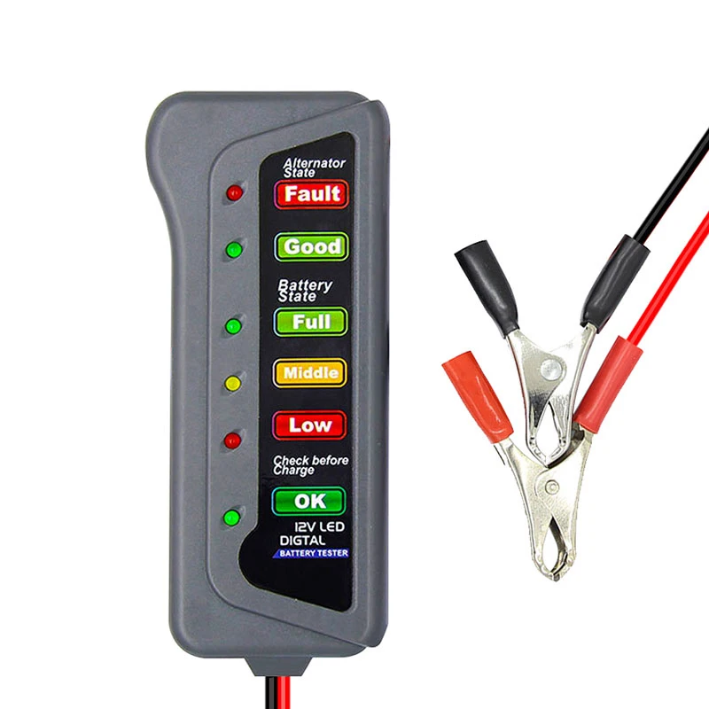 12V Automotive Car Battery Tester LCD Digital Test Analyzer Auto System Analyzer Alternator Cranking Check