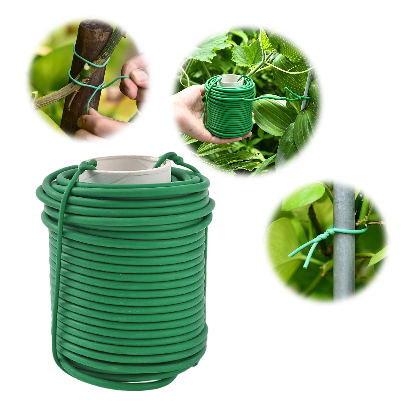 Soft Plant Ties Reusable Weatherproof Green Garden Wire Garden Tomato Twine for Gardening Climbing Plants Vines Shrubs