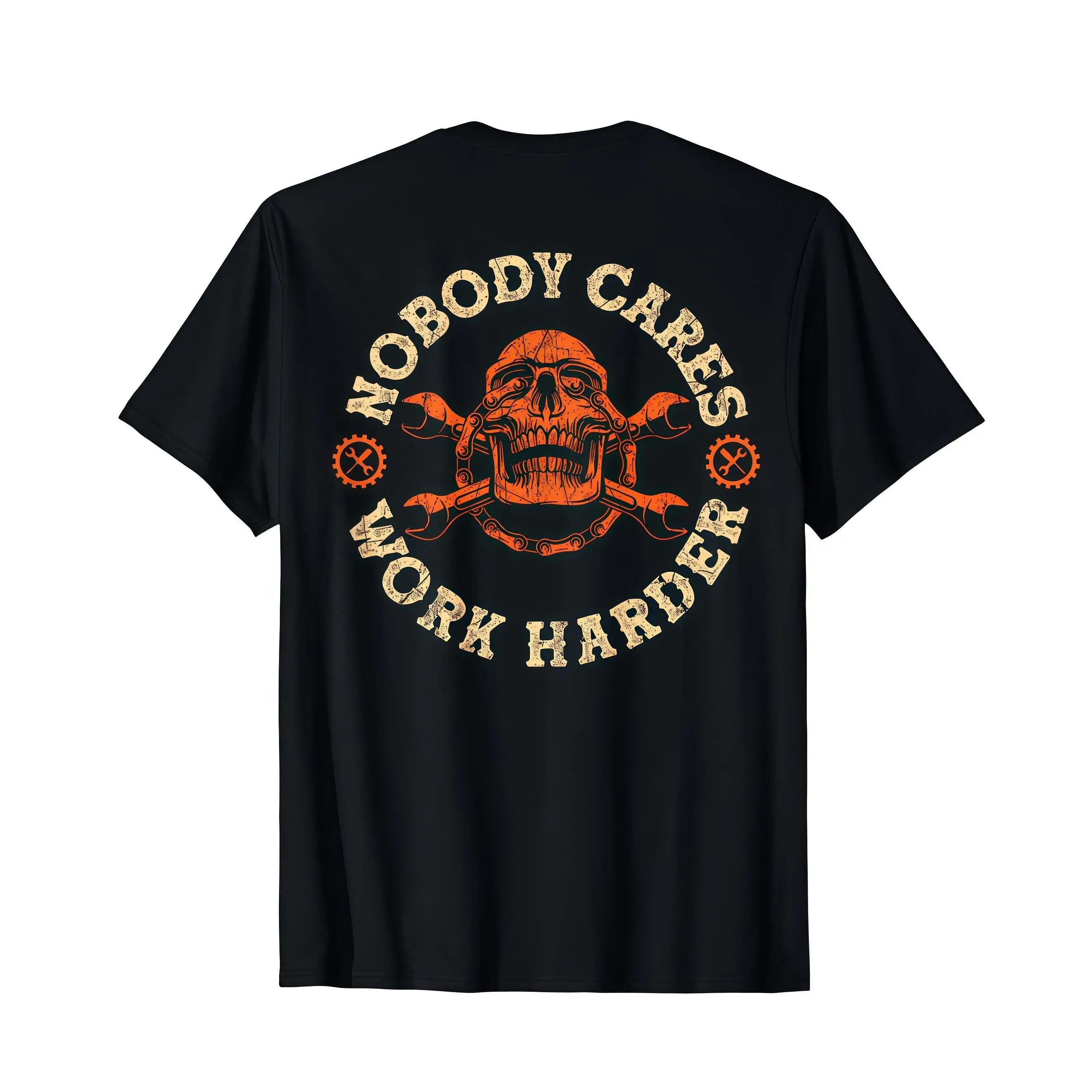 

Nobody Cares Work Harder Shirt Skull Wrench Graphic Tee 2025 Gift for Men Garage Mechanic Blue Collar Motivational T-Shirt